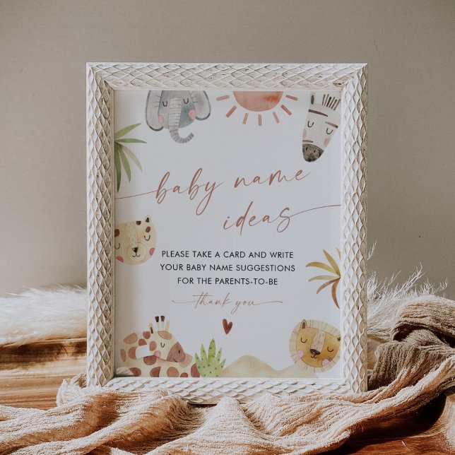 Poster Sinal de Jogo do Nome do Bebê SAFARI (Criador carregado)