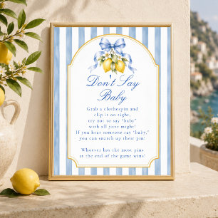 Poster Sinal de Jogo para Chá de Bebê de Limão de Amalfi