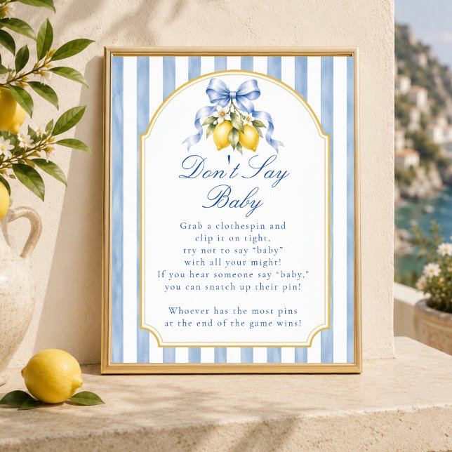 Poster Sinal de Jogo para Chá de Bebê de Limão de Amalfi  (Criador carregado)