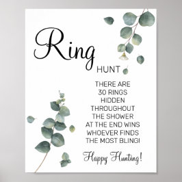 Poster Sinal de jogo para chá de noiva Eucalyptus Ring Ri