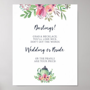 Poster Sinal de Jogo para Chá de Noiva Não Diga Noiva