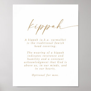 Poster Sinal de Kippah de Script Dourado Moderno