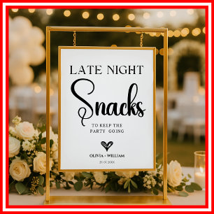 Poster Sinal de Lanches Noturnos Casamento Chá de Noiva