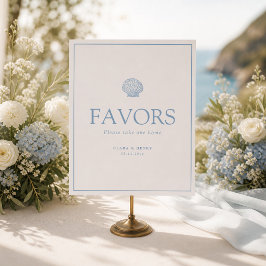 Poster Sinal de Lembranças de Casamento de Conchas Marinh