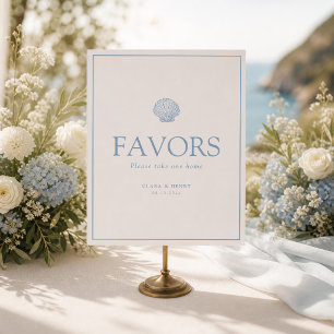 Poster Sinal de Lembranças de Casamento de Conchas Marinh