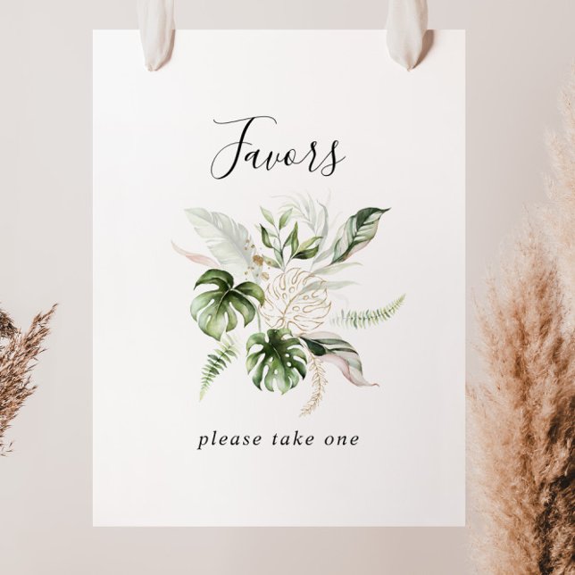 Poster Sinal de Lembranças de Vegetação Tropical Dourada (Criador carregado)