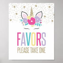 Poster Sinal de Lembrancinhas de Aniversário de Unicórnio