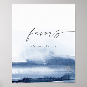 Poster Sinal de Lembrancinhas de Casamento Azul Aquarel