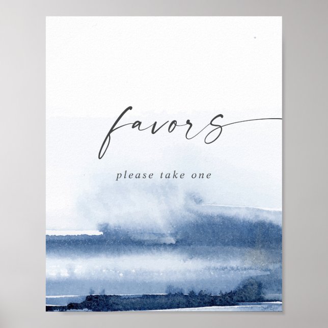 Poster Sinal de Lembrancinhas de Casamento Azul | Aquarel (Frente)