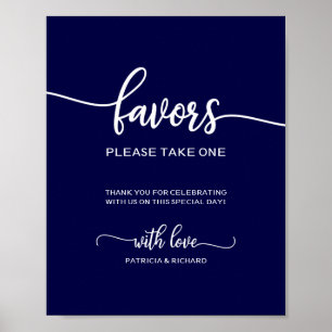 Poster Sinal de Lembrancinhas de Casamento Azul Naval Ele