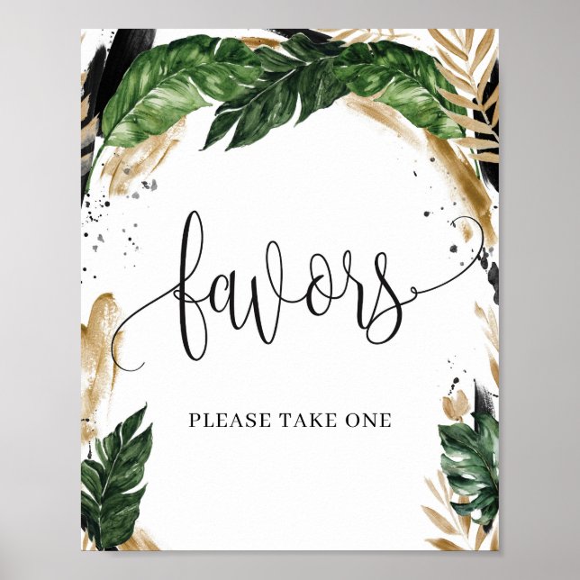 Poster Sinal de lembrancinhas de casamento floral com fol (Frente)