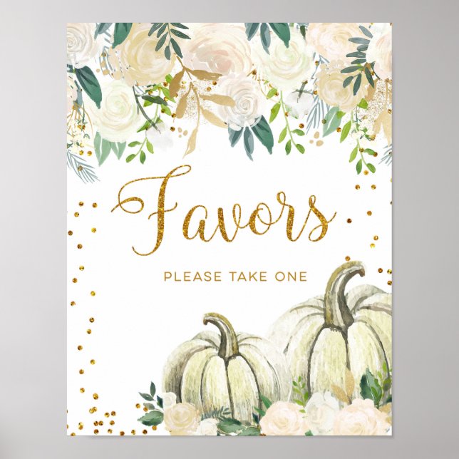 Poster Sinal de Lembrancinhas de Festa de Abóbora Dourada (Frente)