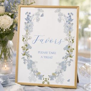 Poster Sinal de Lembrancinhas de Flores Azuis