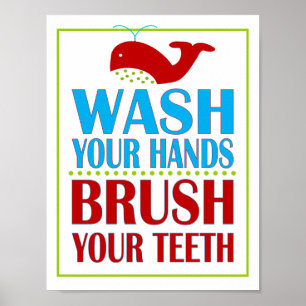 Póster Sinal de Lembrete de Maneiras de Banheiro Infantil