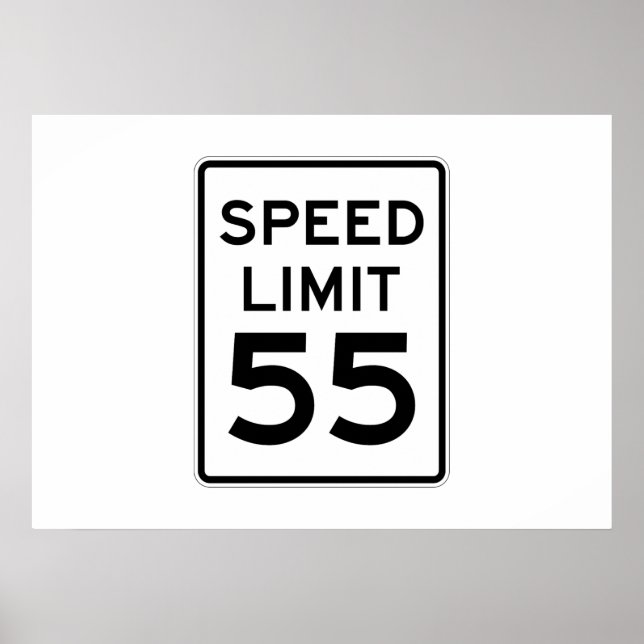 Poster Sinal de limite de velocidade 55 MPH (Frente)