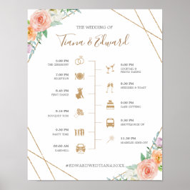 Poster Sinal de Linha do Tempo de Casamento das Flores Ge