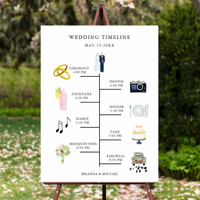 Poster Sinal de Linha do Tempo do Dia do Casamento com Íc (Criador carregado)