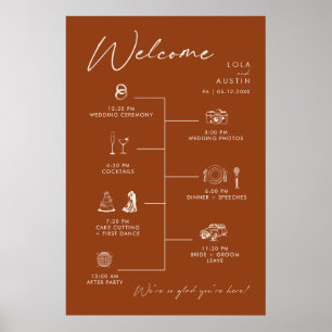 Poster Sinal de Linha do Tempo Simples de Casamento do De