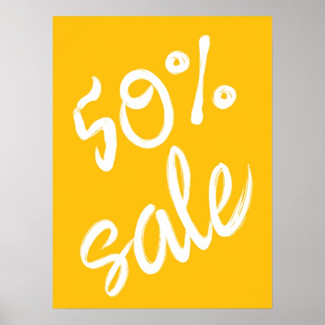 Poster Sinal de Liquidação 50%, 18x24 Amarelo (Frente)