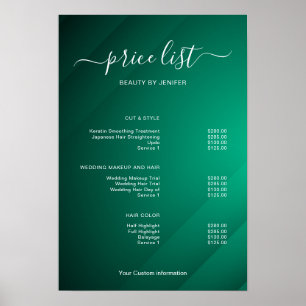 Poster Sinal de Lista de Preços de Salão Minimalista Mode