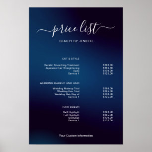 Poster Sinal de Lista de Preços de Salão Minimalista Mode