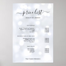 Sinal de Lista de Preços de Salão Minimalista Mode