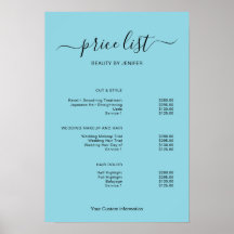 Sinal de Lista de Preços de Salão Minimalista Mode