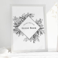 Sinal de Livro de Convidado do Casamento Verde Bra