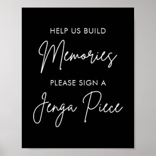 Poster Sinal de Livro de Convidado Jenga para Casamento P