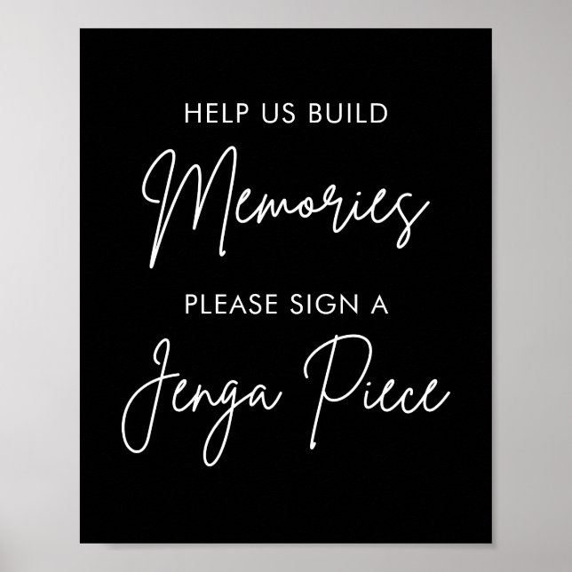 Poster Sinal de Livro de Convidado Jenga para Casamento P (Frente)