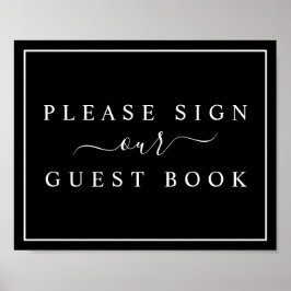 Poster Sinal de Livro de Convidado Minimalista Preto e Br