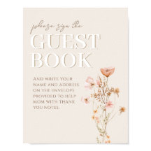 Sinal de Livro de Convidado para Chá de fraldas de