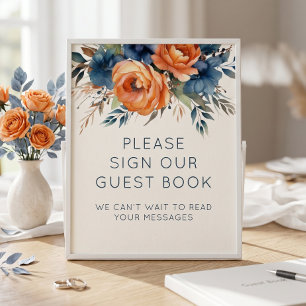 Poster Sinal de Livro de Visitantes de Casamento Floral L