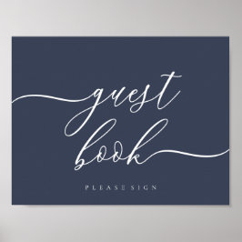 Poster Sinal de Livro de Visitantes simples Navy