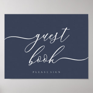 Poster Sinal de Livro de Visitantes simples Navy