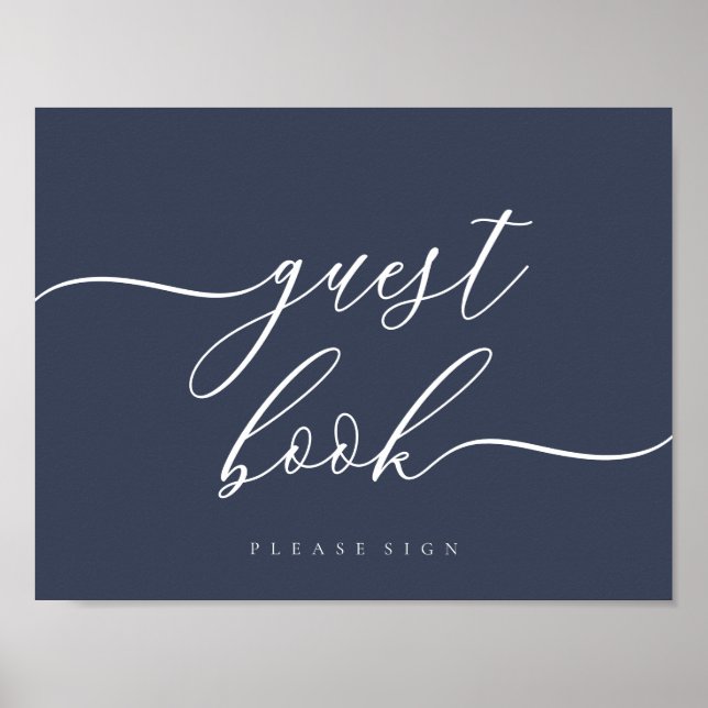 Poster Sinal de Livro de Visitantes simples Navy (Frente)
