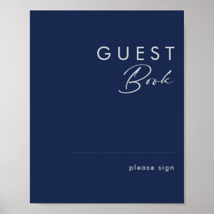 Poster Sinal de Livro de Visitas Azul Naval Minimalista M