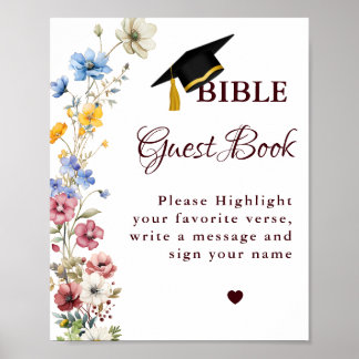 Poster Sinal de Livro de Visitas da Bíblia de Formatura,