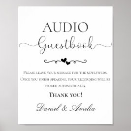 Poster Sinal de Livro de Visitas de Áudio de Casamento, S