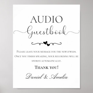 Poster Sinal de Livro de Visitas de Áudio de Casamento, S