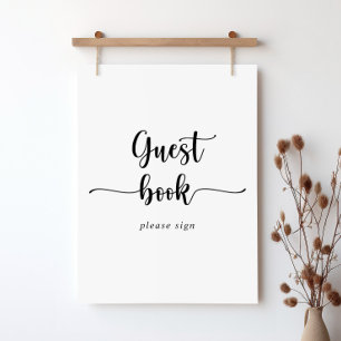 Poster Sinal de Livro de Visitas de Caligrafia Minimalist