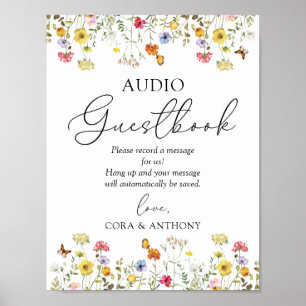 Poster Sinal de Livro de Visitas de Casamento Boho Flor S