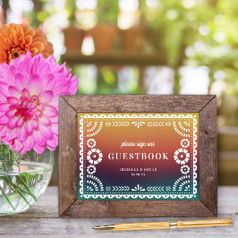 Poster Sinal de Livro de Visitas de Casamento Chic Sunset