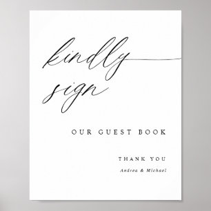 Poster Sinal de Livro de Visitas de Casamento com Caligra