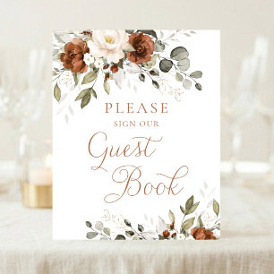 Poster Sinal de Livro de Visitas de Casamento com Creme d