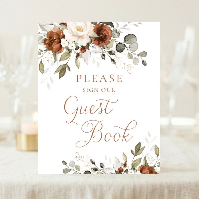 Poster Sinal de Livro de Visitas de Casamento com Creme d (Criador carregado)
