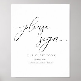 Poster Sinal de Livro de Visitas de Casamento com Letra E