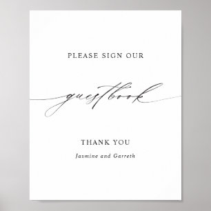 Poster Sinal de Livro de Visitas de Casamento em Letra El