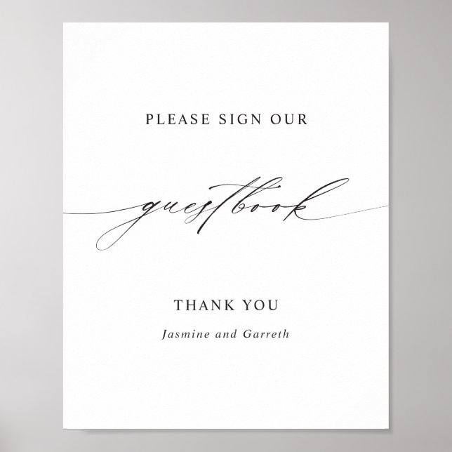 Poster Sinal de Livro de Visitas de Casamento em Letra El (Frente)