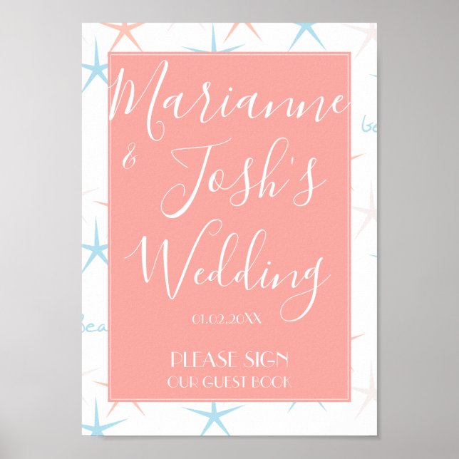 Poster Sinal de Livro de Visitas de Casamento Estrela do  (Frente)